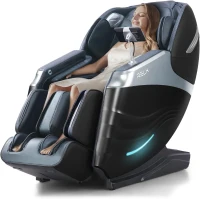RELX 2025 Full-Body Massage Chair – 15-Mode Zero Gravity SL-Track Shiatsu Recliner with Built-In Heat, Airbag Body Scan, Deep Yoga Stretch, Calfrest Extension & AI Control (Black)(m-1)