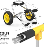 Bonnlo Foldable Kayak Cart & Canoe Dolly — Trolley with No-Flat Airless Wheels and Two Ratchet Straps for Easy Boat Transport(m-7)