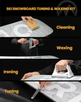 OutdoorMaster Ski & Snowboard Tuning and Waxing Kit - Waxing Iron, Universal Wax, Edge Tuner, Brushes, Scrapers, PTEX, Screws & Storage Bag(m-2)