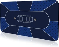 70 x 35 Inch Blue Poker Mat — 6-8 Player Texas Hold'em Rubber Topper with Carrying Bag, Portable Folding Poker Table Top(m-1)