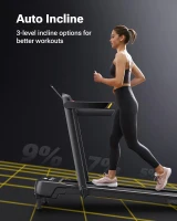 UREVO Smart Treadmill with 3-Level Auto Incline (5–9%), UREVO App, AI Music & HIIT Courses, Foldable Under-Desk Design with Remote(m-2)