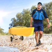 Bonnlo Foldable Kayak Cart & Canoe Dolly — Trolley with No-Flat Airless Wheels and Two Ratchet Straps for Easy Boat Transport(m-9)