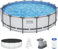 Bestway Steel Pro MAX 16-Foot x 48-Inch Round Above-Ground Pool Set with Metal Frame, 1,000-Flow Filter Pump, Ladder and Cover(m-1)