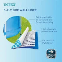 Intex Metal Frame Round Above-Ground Family Pool, 12 ft x 30 in, Blue — for Ages 6 and Up(m-5)
