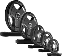 RitFit Olympic Rubber Grip Plates — 2-Inch Barbell Weight Plates for Home & Gym, Available as Singles, Pairs and Sets (2.5/5/10/25/35/45 lb)(m-1)