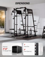 Mikolo M4 2.0 Smith Machine & Squat Rack with Dual Cable Crossover, 2200 lb Capacity(m-8)