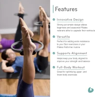 Balanced Body Ultra-Fit 12"" Pilates Circle – Compact Fitness Ring with Padded Handles for Legs and Core(m-4)