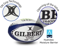 Gilbert G-TR4000 Training Rugby Ball — Adult & Youth (Sizes 3, 4, 5), Hand Stitched, 3-Ply(m-6)
