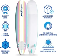 Wavestorm Classic 8ft Soft-Top Surfboard — Soft Foam, 3-Stringer EPS Core, HDPE Slick Bottom(m-4)
