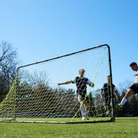 Franklin Sports Competition Portable Steel Backyard Soccer Goal with Net & Ground Stakes — 10' x 5' Training Goal (Adult & Youth, Foldable, Multiple Colors/Options)(m-7)