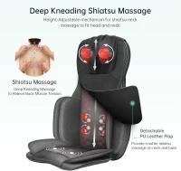 Snailax Adjustable Shiatsu Neck & Back Massager with Heat — Full-Body Massage Chair Pad with Rolling, Compression, Shiatsu Kneading & Vibration — Upgrade(m-3)