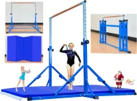 Marfula Foldable Gymnastics Kip Bar for Kids & Teens (Ages 3-25) - 5Ft/8Ft Base Length, 4Ft Width, 5Ft Adjustable Height - Portable Home and Club Training Bar(m-1)