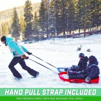 GoSports Premium 2-Person Snow Sled — 4 ft Double-Wall HDPE, Padded Seat, Tow Strap (Red or Blue)(m-5)