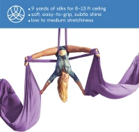 Aerial Silks Starter Kit — 9-Yard Tricot Aerial Yoga Silk with Hardware & Guide — Rigging Capable to 13 ft, All-Level Aerial Swing(m-2)