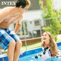 Intex 9.8' x 79"" x 29.5"" Rectangular Above-Ground Backyard Pool with Flow-Control Drain Valve, Blue(m-7)