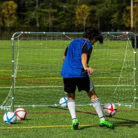 Franklin Sports Competition Mini Folding Soccer Goal – 6' x 4' Portable Steel Backyard Goal with Net & Stakes – Compact Training Size, Multiple Colors(m-7)