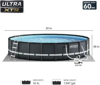 INTEX 26333EH Ultra XTR Deluxe Above-Ground Pool Set 20ft x 48in with 2100 GPH Krystal Clear Sand Filter Pump – SuperTough Puncture-Resistant, Rust-Proof Frame, Easy Assembly(m-3)