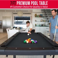GoSports Compact Billiards Table — 6, 7, or 8 ft Choices — No-Assembly Portable Pool Table with Accessories Included (Balls, 2 Cues, Chalk & Felt Brush)(m-2)