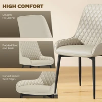 HOMCOM Upholstered Kitchen Chairs, Modern Dining Chairs Set of 4 with Diamond Tufting and Steel Legs for Dining Room, Khaki(m-5)