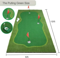 Chriiena Professional Golf Putting Mat — Large Indoor/Outdoor Training Green with Slope Pad and Moveable Cups(m-5)