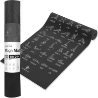 NewMe Fitness Large Yoga Mat for Women & Men — 68"" x 24"" x 5mm, Non-Slip with 70 Printed Yoga Poses for Pilates, Workout & Stretching(m-1)