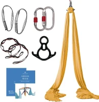 Durable 9-Yard Aerial Silks Starter Set – Tricot Aerial Yoga Hammock with Complete Rigging & Guide, Aerial Swing for All Skill Levels (Supports Rigging up to 13ft)(m-1)