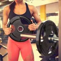 RitFit Olympic Rubber Grip Plates for Barbell — 2"" Hole Weight Plates for Home & Gym Strength Workouts, Singles/Pairs/Sets (2.5/5/10/25/45 lb) — 295 lb Set(m-6)