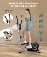 Dripex Magnetic Elliptical Trainer for Home, Ultra-Quiet Cross Trainer with 6kg Flywheel, 16 Resistance Levels, Pulse Sensor and LCD Display(m-6)