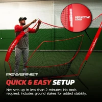 PowerNet 7x7 Deluxe Training Kit (Red) — Pitching Net with Ball Caddy, 3 Weighted Balls & Strike Zone(m-7)