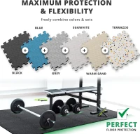 bemaxx 18-Piece EVA Interlocking Gym Floor Tiles (12.6"" x 12.6"" x 0.4"") with Edge Pieces — 18 sqft Protective Exercise Flooring for Home, Garage, Treadmill & Play Areas(m-4)