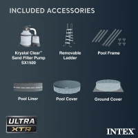 INTEX 26325EH Ultra XTR Deluxe Above-Ground Pool Set, 16 ft x 48 in — Includes 1500 GPH Krystal Clear Sand Filter Pump, Puncture-Resistant, Rust-Resistant, Quick Assembly(m-7)