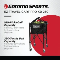 GAMMA Sports EZ Travel Cart - Portable Tennis & Pickleball Hopper with Premium Carrying Case (150/250 Capacity)(m-5)