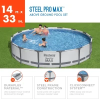 Bestway Steel Pro MAX 14 ft x 33 in Round Above-Ground Pool Set — Includes 530 gal Filter Pump(m-2)