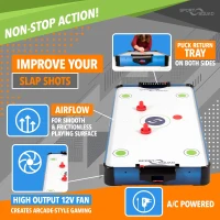Sport Squad HX40 40"" Tabletop Air Hockey Game for Kids & Adults - Electric Fan Motor, Includes 2 Pushers and 2 Pucks - Portable for Floor, Tabletop or Dorm(m-3)