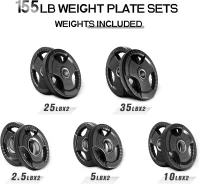 RitFit Olympic Rubber Grip Plates — 2-Inch Barbell Weight Plates for Home & Gym, Available as Singles, Pairs and Sets (2.5/5/10/25/35/45 lb)(m-5)
