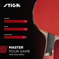 STIGA Pro Carbon Tournament-Level Table Tennis Racket with Carbon Technology — Red & Blue(m-5)