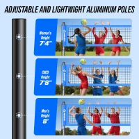 Patiassy Portable Volleyball Net for Backyard – Heavy-Duty Professional Outdoor Set with Adjustable 1.75"" Aluminum Poles, Galvanized Winch, Steel Stakes, Anti-Sag Design, Pump and 1680D Carry Bag for Beach & Grass(m-2)