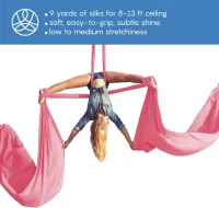 Starter Aerial Silks Kit, 9 Yards Tricot Fabric – Durable Aerial Yoga Hammock with Rigging Components & Illustrated Guide for Acrobatic/Flying Yoga (Up to 13 ft Rigging)(m-3)