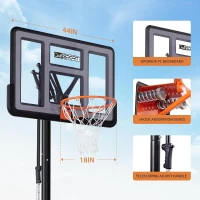 AWII SPORT Portable Outdoor Basketball Hoop — 44-inch Impact-Resistant PC Backboard, Labor-Saving Quick-Adjust 4.8–10 ft System with Wheels(m-4)