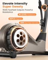 Niceday Gym-Grade Elliptical Trainer - 19in Stride Magnetic Elliptical for Home, 16 Resistance Levels, 18 lb Flywheel, 400 lb Capacity, Kinomap Support(m-5)