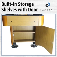 Playcraft Woodbridge Shuffleboard Table, Built-In Storage Cabinet - Full Accessory Kit with Matching Abacus, 8 Deluxe Pucks, Brush & USA Wax - Pro Climate Adjusters (Made in USA)(m-5)