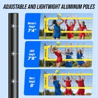 Patiassy Heavy-Duty Portable Volleyball Net — Adjustable Aluminum Poles, Winch Tension System, PU Ball & 1680D Carry Bag(m-2)