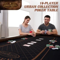 Barrington Urban Tournament Poker Table — 87"" Tournament Top with 2-Piece Dining Conversion, Felt Playfield and 10 Cup Holders(m-8)