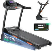THERUN Foldable Incline Treadmill for Running & Walking, 300 lb Capacity, 0–15% Auto Incline, 17"" x 47.2"" Wide Belt, 3.5HP Dual Motor, App & Heart Rate(m-1)