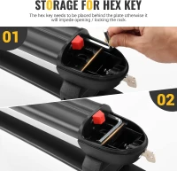 BougeRV Lockable Ski & Snowboard Rack — 28"" Sliding Extension, Holds 6 Pairs of Skis or 4 Snowboards, Crab-Style Mount for Square/Aero/Oval Crossbars(m-8)