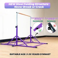 Marfula Foldable Gymnastics Kip Bar for Kids & Teens (Ages 3–25) — Adjustable Height 36–60 in, 5 ft Platform, Includes Mat, Professional Stability Features(m-2)