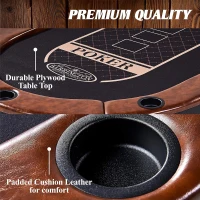 Barrington Poker Folding Table & Tabletop Collection — Padded Casino-Style Rail with Felt Play Surface for Texas Hold'em (Multi-Style)(m-4)
