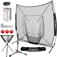 PowerNet 7x7 Baseball/Softball Training Kit with Tee, Weighted Balls, Strike Zone & Ball Caddy(m-1)