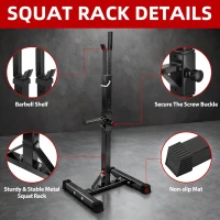 JupiterForce Adjustable Squat Rack Stands (Pair) — Heavy-Duty Steel Bench/Barbell Racks, 40–66"" Adjustable Height, 550 lb Capacity, Portable H-Base, Black(m-5)