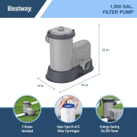 Bestway Power Steel Rectangular 18 ft x 9 ft x 48 in Metal Frame Above-Ground Pool Kit with 1,500 GPH Filter Pump, Ladder and Cover(m-5)